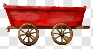 Little Red Wagon Day - Vintage Red Wooden Wagon Transparent PNG