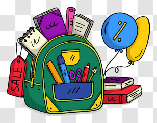 Backpack With Supplies - Backpack With School Supplies Transparent PNG