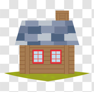 Icon - Small Cute Wooden House With Red Windows Transparent PNG