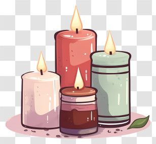 Candles - Illustration Of Lit Candles Of Various Sizes Transparent PNG
