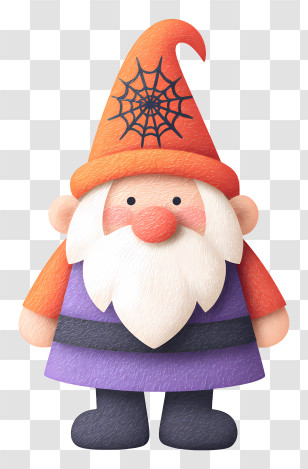 Halloween Gnome With Spider Web - Witch Gnome Cartoon Transparent PNG