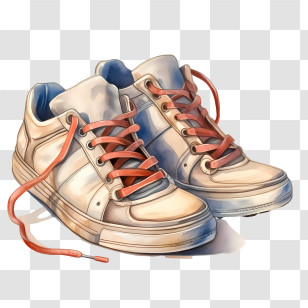 Sneakers - White Sneakers With Red Laces Transparent PNG