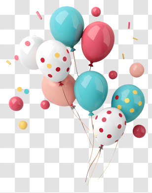 Birthday Balloons - Colorful Party Balloons With Polka Dot Design Transparent PNG