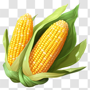 Hand Drawn Corn - Fresh Corn On The Cob With Husks Transparent PNG