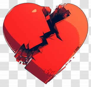 Broken Heart - Symbolic Broken Red Heart Transparent PNG