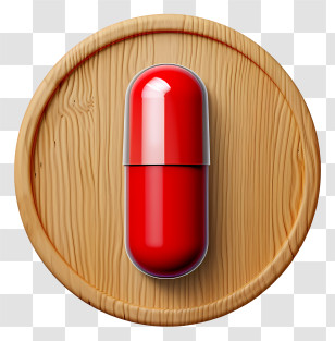 Medicine Tablet - Red Capsule On Wooden Surface Transparent PNG
