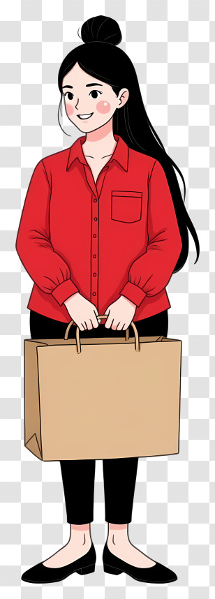 Woman Holding Grocery Bag - Woman Holding A Shopping Bag Transparent PNG