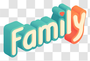 Family Logo - 3D Teal Family Text Transparent PNG