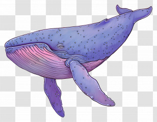 Blue Whale - Purple And Pink Humpback Whale Art Transparent PNG