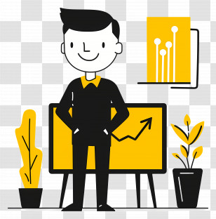 Office Worker - Business Presentation Character With Chart Transparent PNG