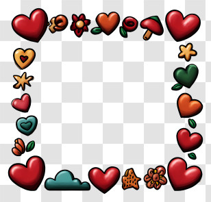 Whimsical Doodle Border - Heart And Nature Decorative Frame Transparent PNG