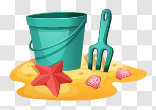Beach - Sand Bucket And Starfish Beach Illustration Transparent PNG