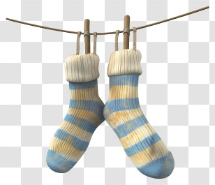Hanging Socks - Striped Wool Socks Hanging On Rope Transparent PNG