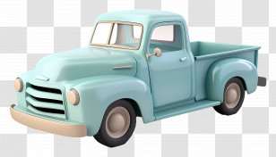 Cartoon - Retro Blue Pickup Truck With Classic Design Transparent PNG