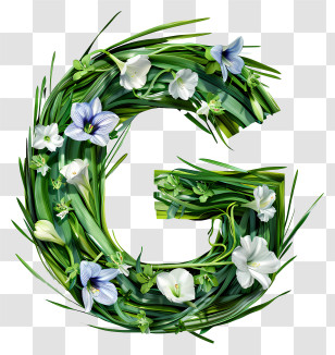Letter G - Floral Letter G With Greenery And Flowers Transparent PNG