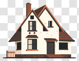 Brown Roof - Charming Suburban Family House Illustration Transparent PNG