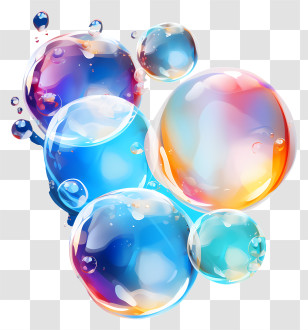Multicolored Paints Soap Bubbles - Transparent Magical Bubbles With Iridescence Transparent PNG