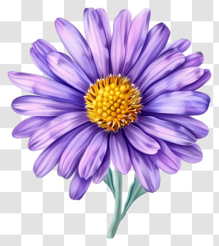 Elegant Aster Flower - Purple Daisy Flower Detailed Graphic Transparent PNG