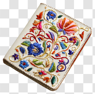 Embroidered Notebook Cover - Embroidered Floral Notebook Transparent PNG