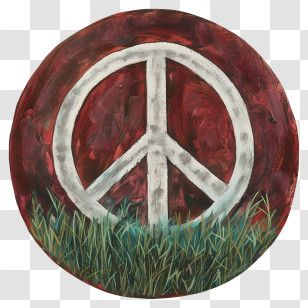 Peace Sign - Red Peace Symbol With Grass Illustration Transparent PNG
