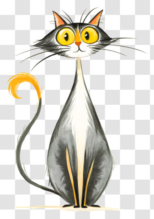 Watercolor Cat - Cute Cartoon Cat With Big Eyes Transparent PNG