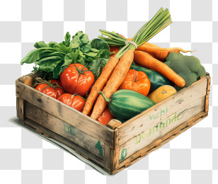 Vegetable Box - Crate Of Fresh Vegetables Transparent PNG