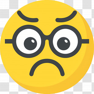 Nerd Emoji - Confused Nerdy Emoji With Glasses Transparent PNG