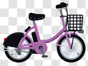 Bicycle - Purple Bicycle With Front Basket Transparent PNG