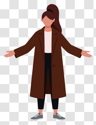 Woman Full Body - Brown Coat Fashionable Person Transparent PNG
