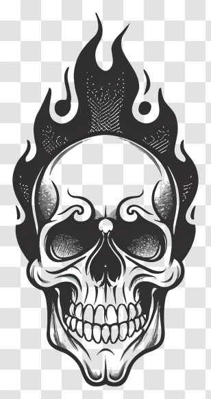 Skull - Skull With Flames In Gothic Artistic Style Transparent PNG