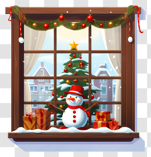 Snowman - Christmas Tree And Snowman With Gifts Transparent PNG