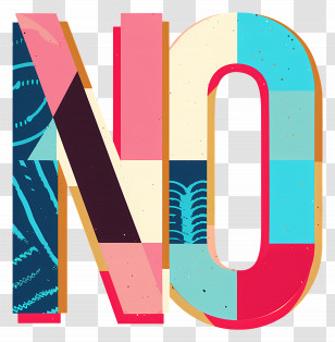 No Sign - Colorful Bold NO Text Transparent PNG
