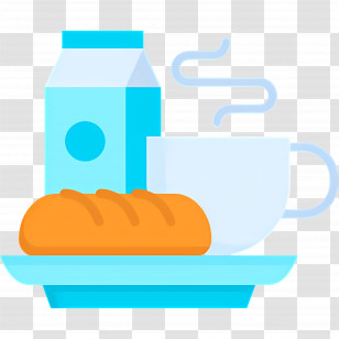 Coffee Breakfast - Breakfast With Milk And Bread Transparent PNG