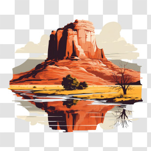 National Park Service Founders Day - Desert Landscape With Rock Formation And Reflection Transparent PNG