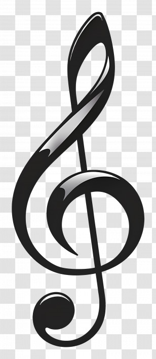 Music Note - Stylized Black Treble Clef Symbol Transparent PNG