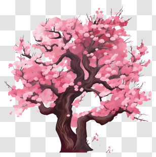 Hand Drawn Cherry Blossom Tree - Pink Cherry Blossom Tree Illustration Transparent PNG