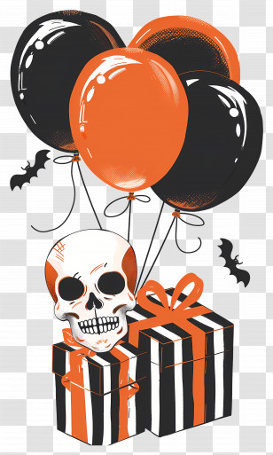 Halloween Balloons - Halloween Balloons With Skull And Gifts Transparent PNG