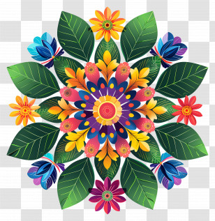 Pookalam - Colorful Floral Mandala Design Transparent PNG