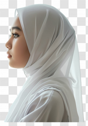 White Hijab - Side Profile Of Woman In White Hijab Transparent PNG