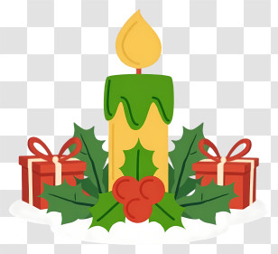 Christmas Candle - Green Drip Candle With Gifts Transparent PNG