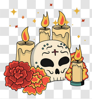 Day Of The Dead Candles - Day Of The Dead Skull Altar Transparent PNG