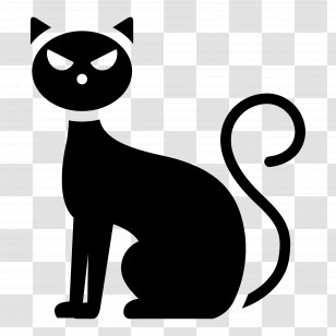 Halloween Cat - Silhouette Of A Black Cat Transparent PNG
