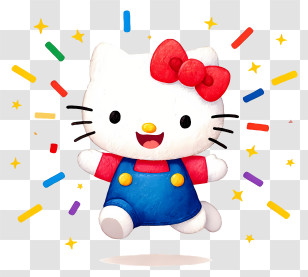 Hello Kitty Happy Birthday - Hello Kitty Cheerful Confetti Transparent PNG