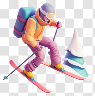 Skiing - Skier In A Snowy Outdoor Scene Transparent PNG