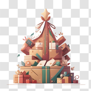 Christmas Gifts - Christmas Tree Made Of Gift Boxes Transparent PNG