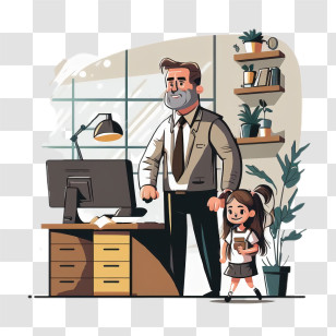 Father And Daughter
 - Father And Daughter In Office Cartoon Transparent PNG
