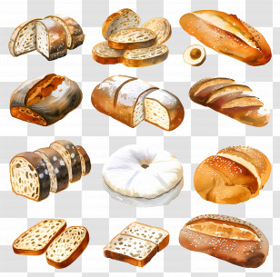 Bread - Variety Of Freshly Baked Bread And Loaves Transparent PNG