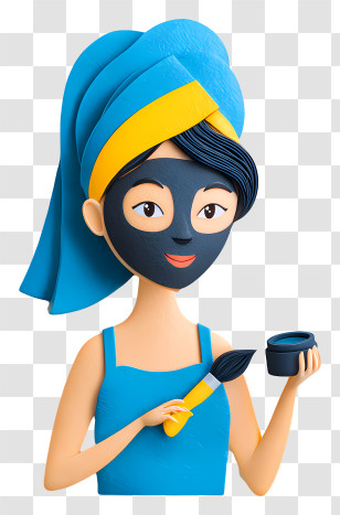 Woman Applying Black Facial Mask - Woman Applying Charcoal Face Mask Transparent PNG