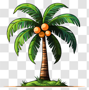 Coconut Tree - Tropical Coconut Palm Tree Illustration Transparent PNG