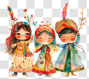Persian New Year - Three Children In Traditional Clothes Transparent PNG